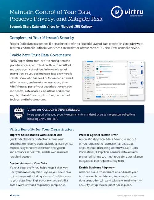 Virtru Data Protection for Microsoft 365 Outlook-ScreenShot