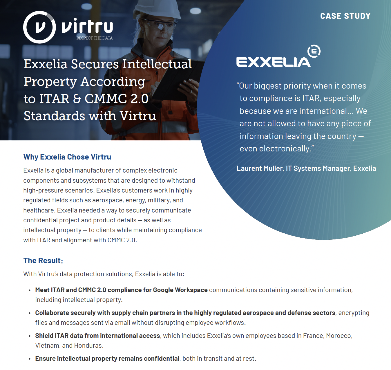 Exxelia uses Virtru for ITAR and CMMC 2.0 Compliance