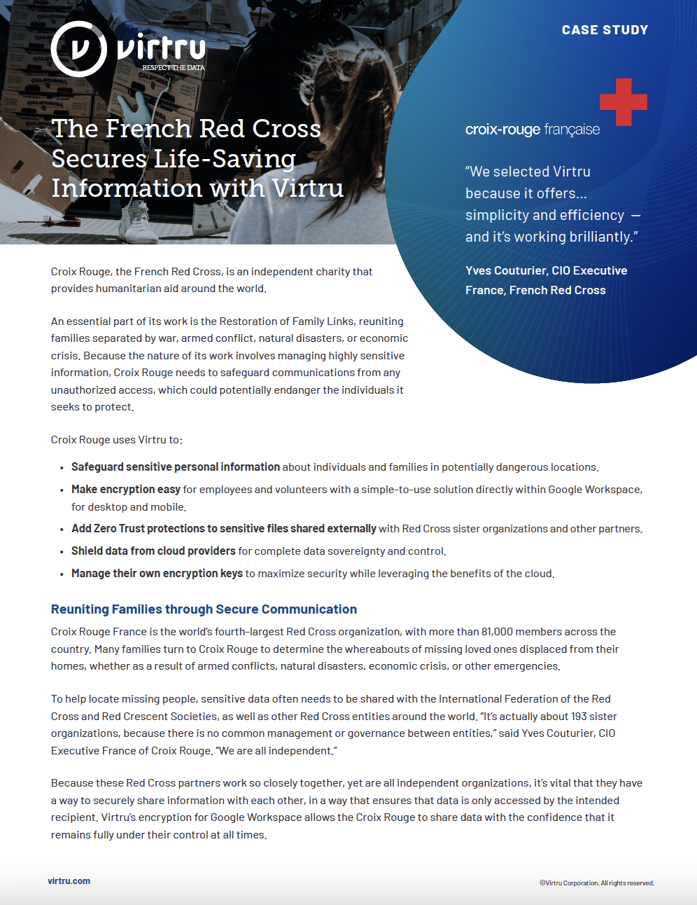 French Red Cross Case Study: A humanitarian aid worker walks down the street