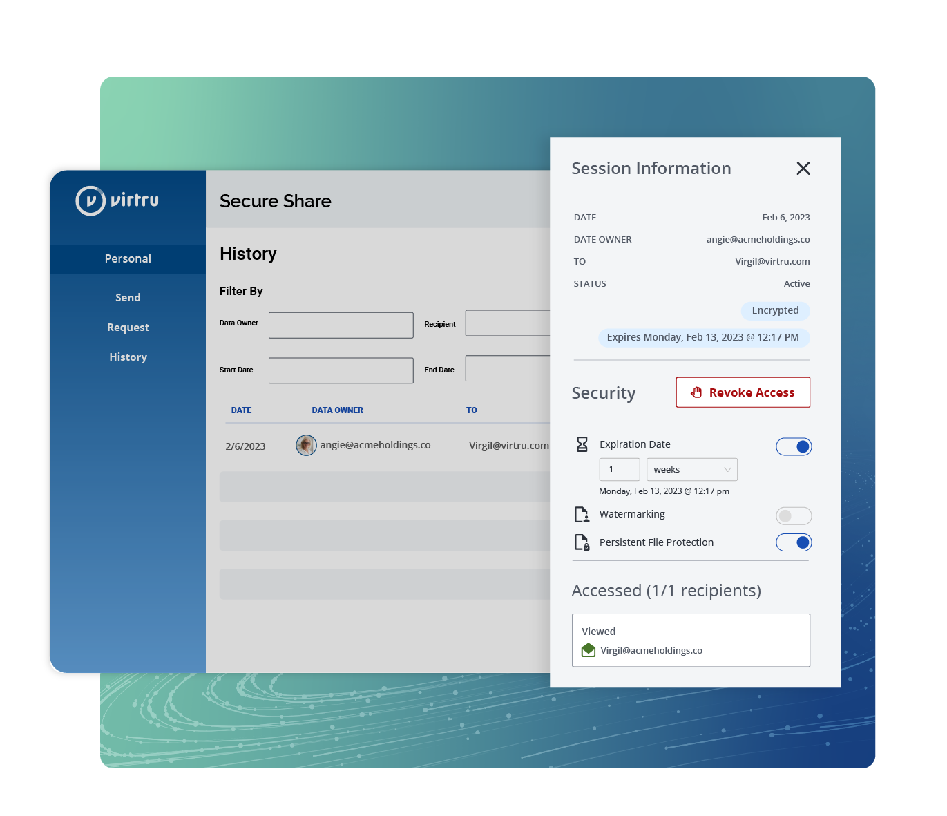 Secure Share file history