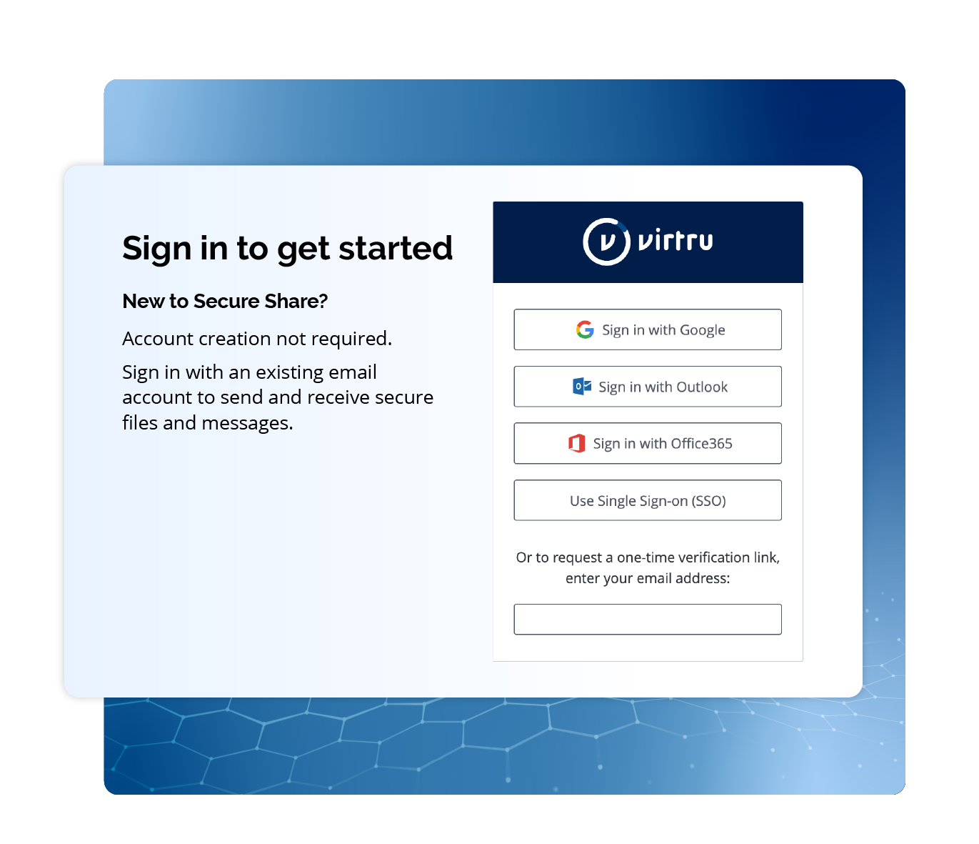 Virtru Secure Share sign-up