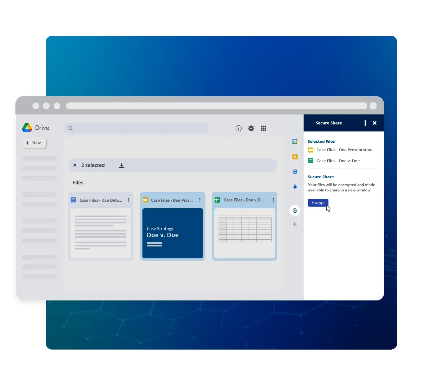 Virtru for Drive user interface
